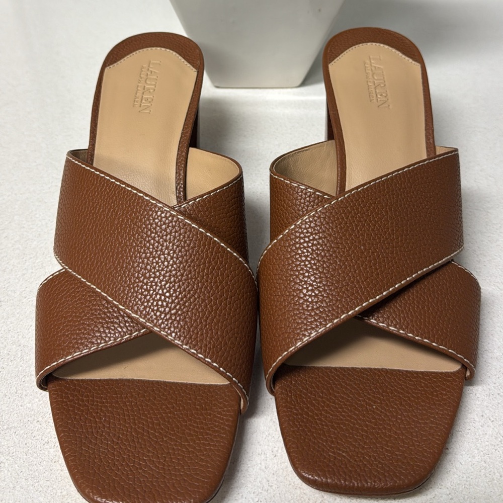 Ralph Lauren Tan Leather Mules